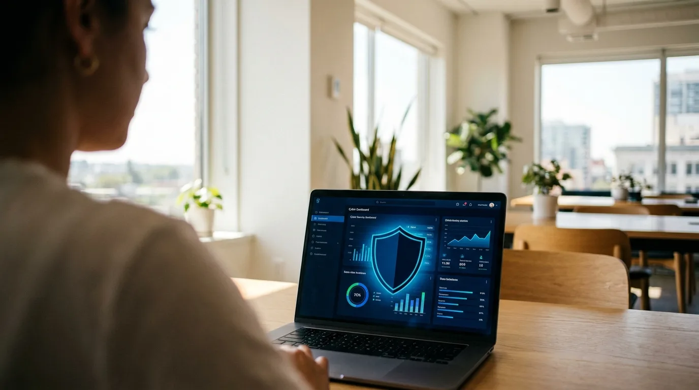 Laptop displaying a security dashboard