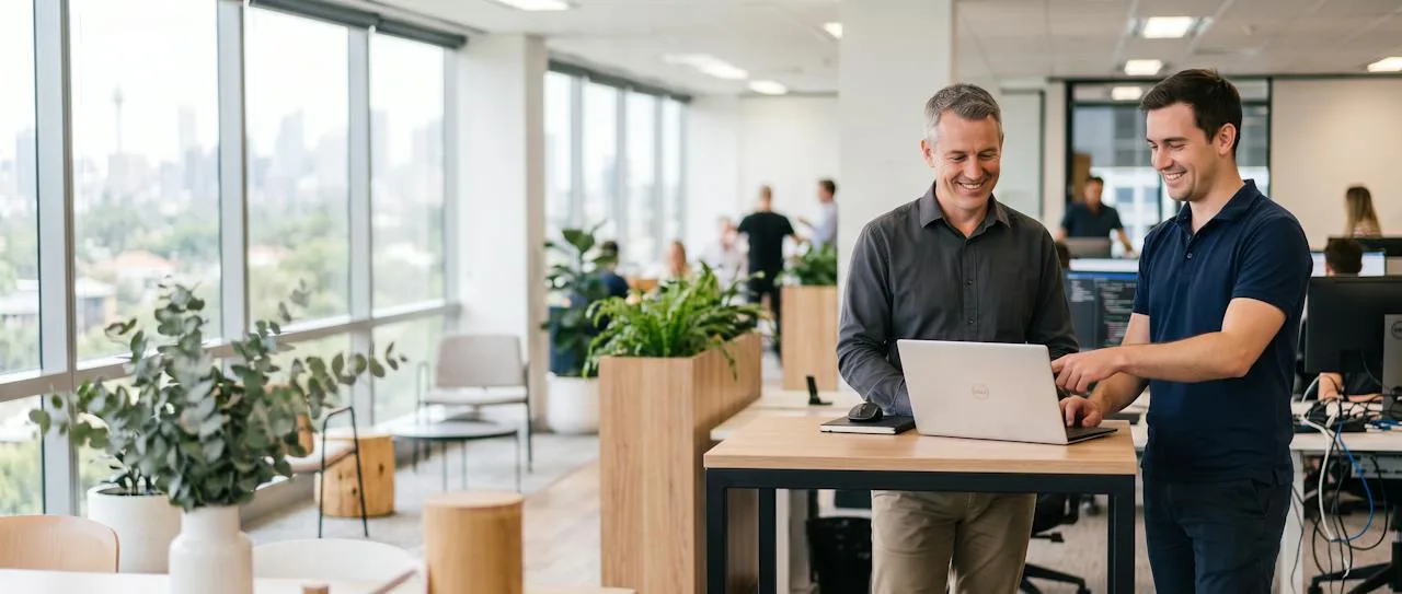 IT staff working alongside a Logic Edge engineer